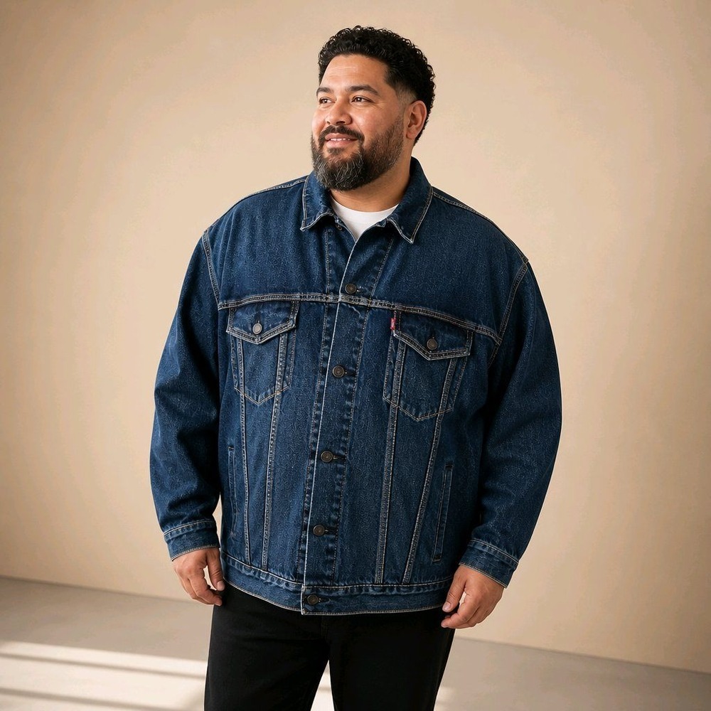 Levi's 4XL Denim Trucker Jacket Blue Cotton Blend Stretch